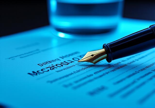 Professional contract and blue water element representing bulk water delivery agreements